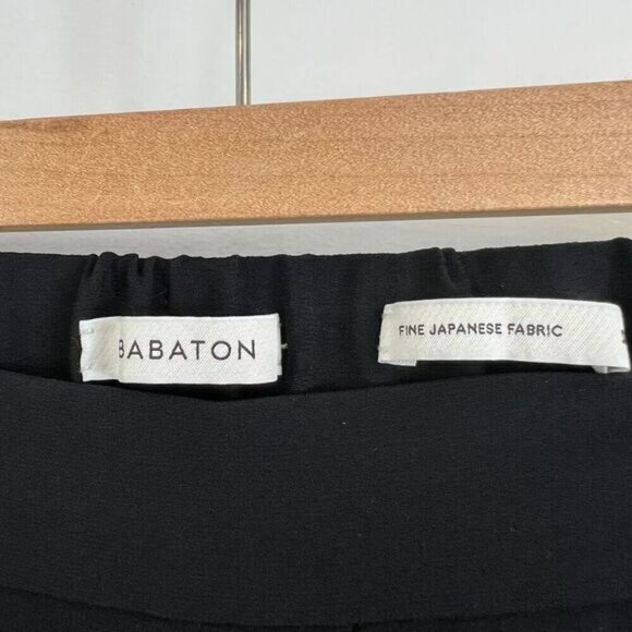 Babaton Fine Japanese Fabric Black Pull On Tapered High Waisted Ankle Pants 2 - Picture 5 of 15